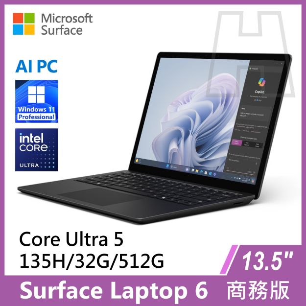 圖片 Surface Laptop 6 13.5" U5-135H/32G/512G/W11P 商務版