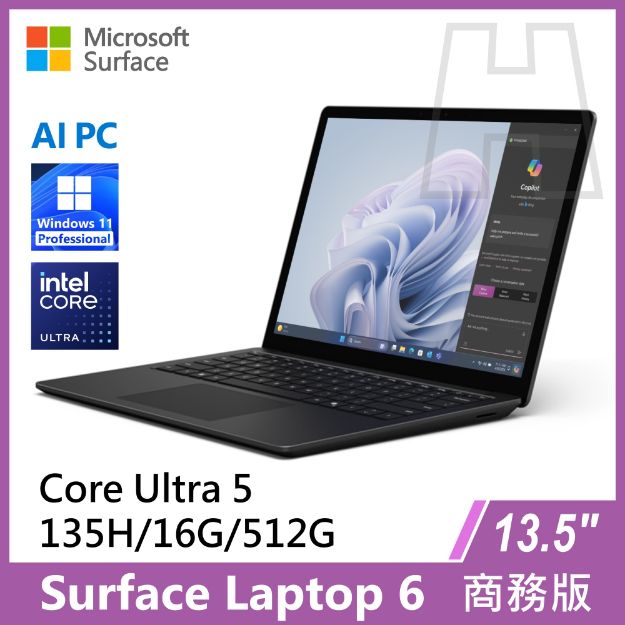 圖片 Surface Laptop 6 13.5" U5-135H/16G/512G/W11P 商務版(AI菁英教育優惠)