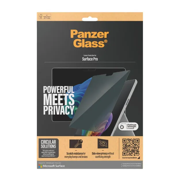 圖片 北歐嚴選品牌Panzer Glass Surface Pro X/8/9/10/11/12 專用防窺玻璃保護貼